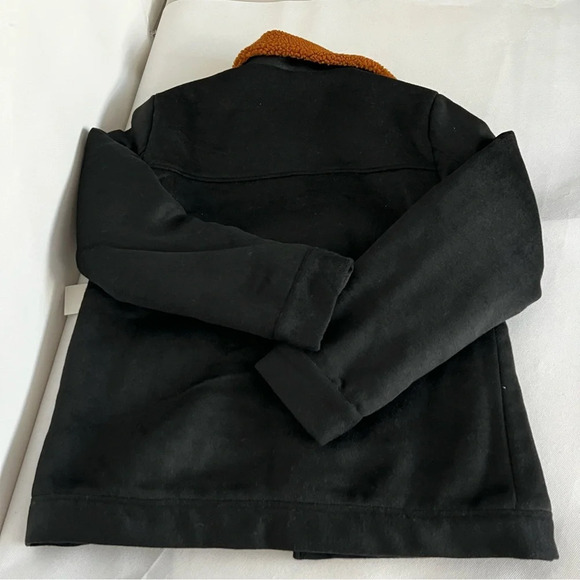 Brixton Nouvelle Coat Sherpa Lined Size Medium Black/Brown Button Closure Peacoa - Picture 4 of 13